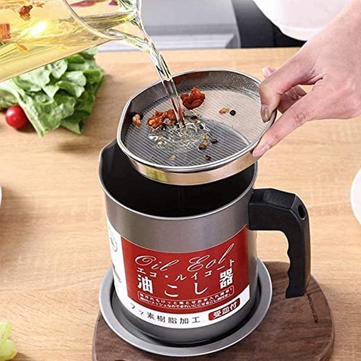 Oil Filter Pot 1.4L | Oil Strainer For Kitchen | Oil Container Pot Filter 1.4 Liter (Without Box)